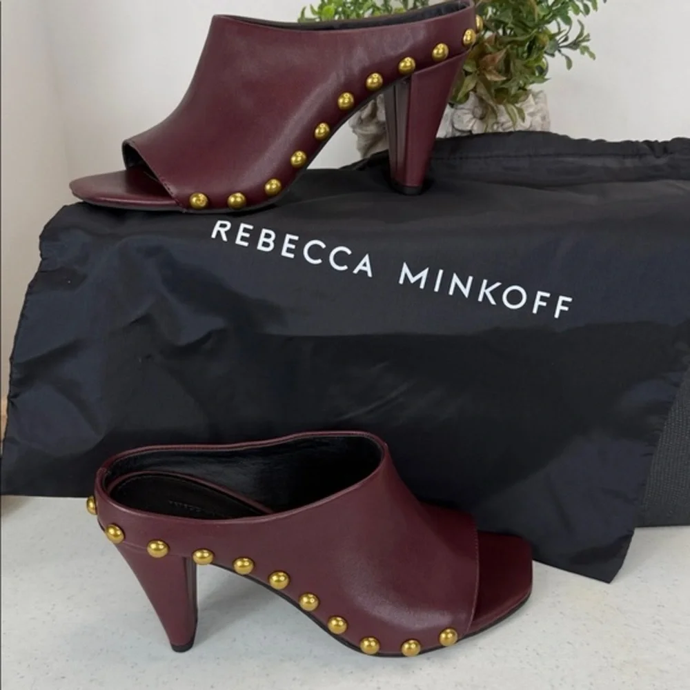 Rebecca Minkoff Milan Studded Mule Color Port/ Burgundy Sz‎ 7.5